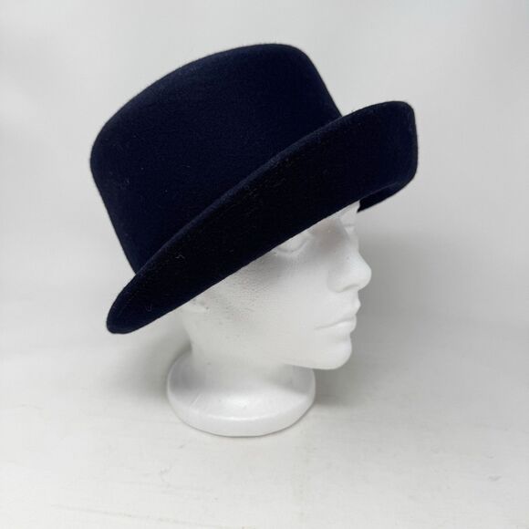 Vintage J. Crew Wool Hat Women’s Fedora Navy Blue One Size Minimalist 90s Y2K - Picture 1 of 6